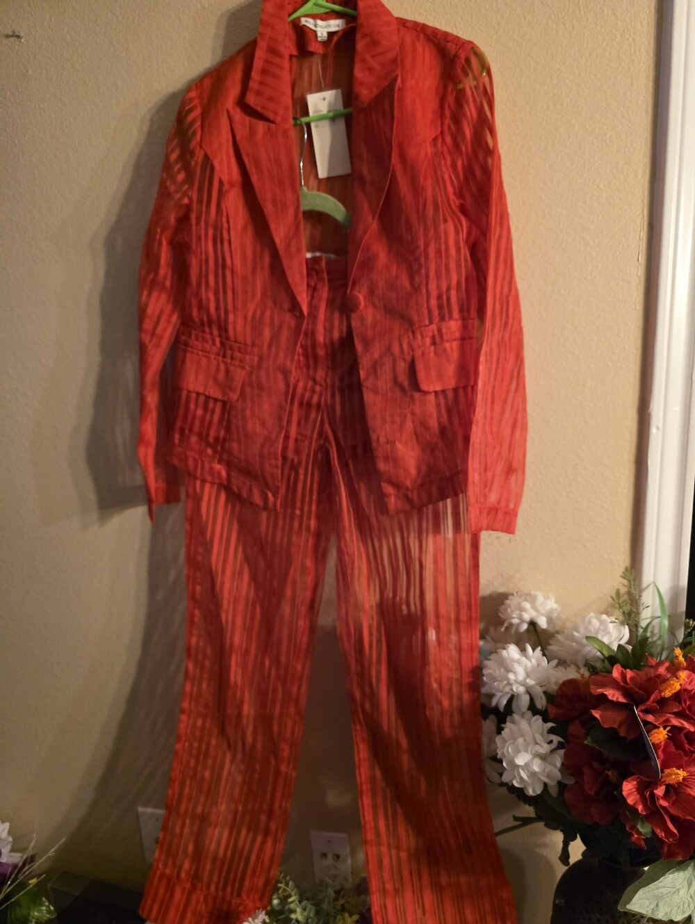 Women's Red Striped Pantsuit - Unbranded